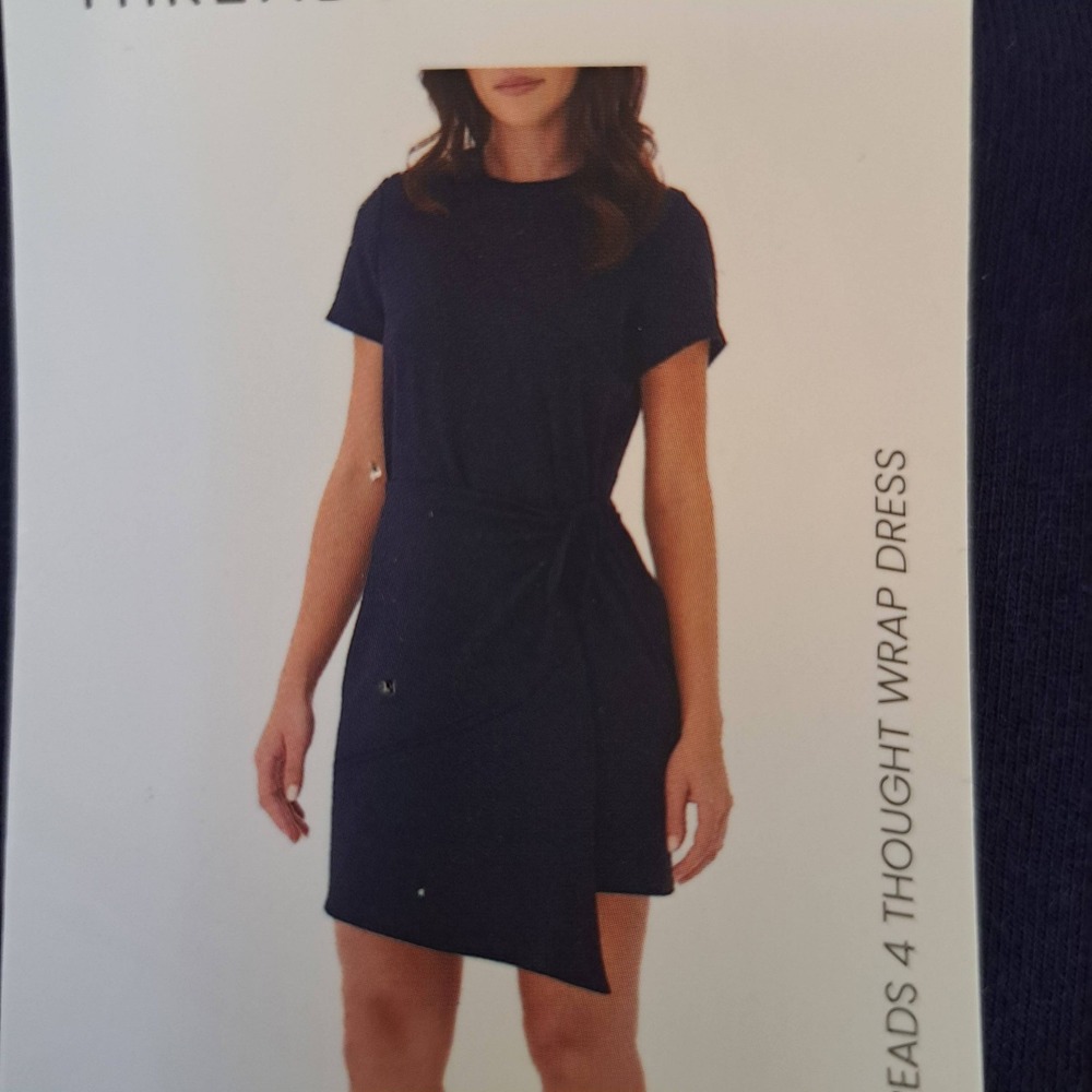 Threads 4 Thought Wrap Dress Women XXL Navy NWT Side Tie Crew Neck 1527-210